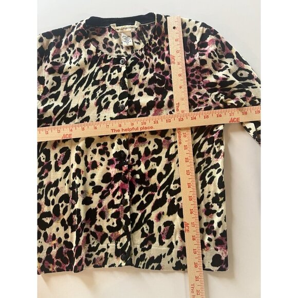 Diane von Furstenberg white pink black leopard wool cardigan M designer office - Picture 6 of 8